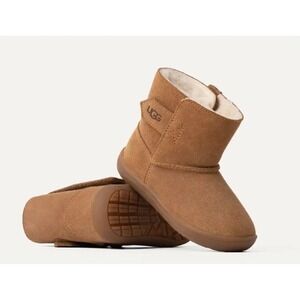Kids baby UGG Australia Brown Suede Sheepskin Lined Boots Size 2